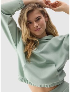 4F Sieviešu sporta džemperis hūdijs ar organisko kokvilnu - zaļa