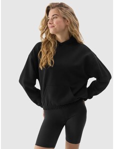 4F Sieviešu sporta džemperis hūdijs ar organisko kokvilnu - melns