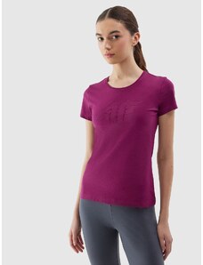 4F Sieviešu t-krekls slim ar apdruku - violets