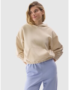 4F Sieviešu sporta džemperis hūdijs ar organisko kokvilnu - krēmkrāsas
