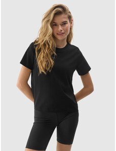4F Sieviešu t-krekls gluds ar organisko kokvilnu - melns
