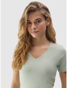 4F Sieviešu t-krekls gluds ar organisko kokvilnu - zaļš