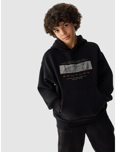4F Zēnu sporta džemperis hūdijs - melns