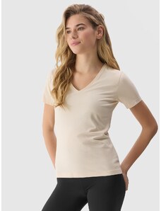 4F Sieviešu t-krekls gluds ar organisko kokvilnu - krēmkrāsas