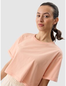 4F Sieviešu t-krekls crop top ar apdruku - koraļļu