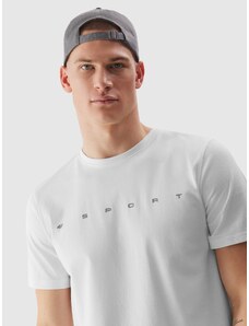 4F Vīriešu t-krekls regular no organiskās kokvilnas ar apdruku - balts