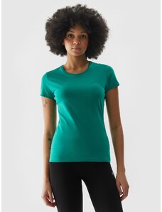 4F Sieviešu t-krekls slim gluds - zaļš