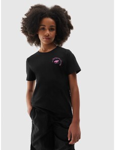 4F Meiteņu gluds t-krekls - melns