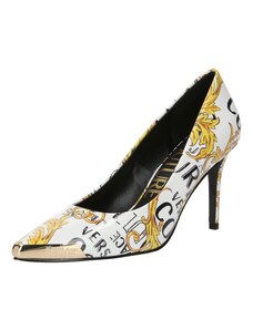 Versace Jeans Couture Augstpapēžu kurpes 'SCARLETT' brūns / zeltaini dzeltens / melns / balts