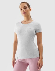 4F Sieviešu t-krekls slim gluds - pelēks