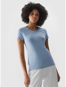 4F Sieviešu t-krekls slim gluds - zils
