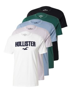 HOLLISTER T-Krekls debeszils / smaragda / melns / balts