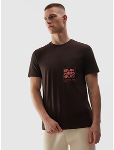 4F Vīriešu t-krekls no organiskās kokvilnas ar apdruku - brūns