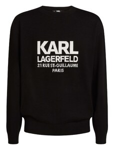 Karl Lagerfeld Džemperis 'Rue St-Guillaume' melns / balts