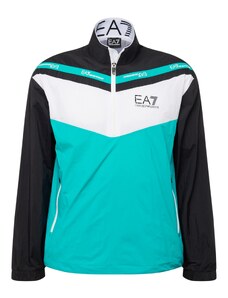 EA7 Emporio Armani Sportiska tipa džemperis tirkīza / melns / balts