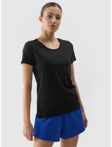 4F Sieviešu t-krekls regular gluds - melns