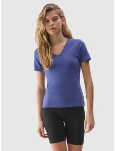 4F Sieviešu t-krekls gluds ar organisko kokvilnu - tumši zils