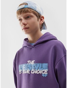 4F Zēnu sporta džemperis hūdijs - violets