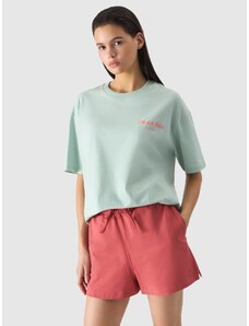 4F Sieviešu t-krekls oversize ar apdruku - piparmētra