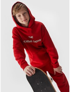 4F Zēnu sporta džemperis hūdijs - tumšsarkans