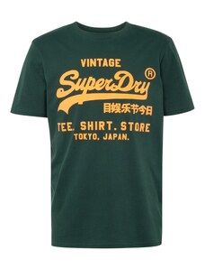 Superdry T-Krekls tumši zaļš / oranžs
