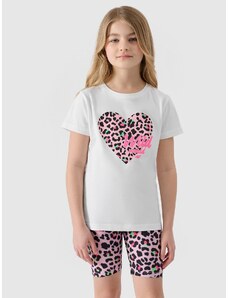 4F Meiteņu t-krekls ar apdruku - balts