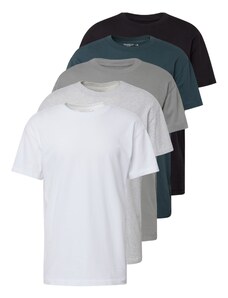Abercrombie & Fitch T-Krekls ciāna zils / pelēks džinsa / gaiši pelēks / melns / balts