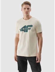 4F Vīriešu t-krekls regular ar apdruku - krēmkrāsas