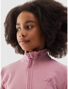 4F Meiteņu flīsa džemperis ar stāvapkakli regular - sārts