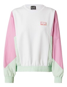 EA7 Emporio Armani Sportiska tipa džemperis pasteļzaļš / gaiši rozā / balts