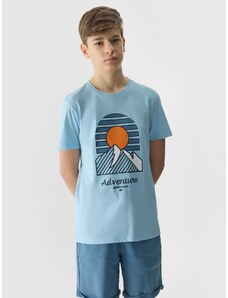 4F Zēnu t-krekls no organiskās kokvilnas ar apdruku - zils