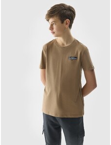 4F Zēnu t-krekls no organiskās kokvilnas ar apdruku - brūns