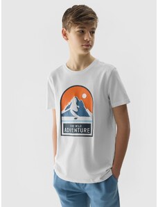4F Zēnu t-krekls no organiskās kokvilnas ar apdruku - balts