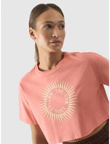4F Sieviešu t-krekls crop top ar apdruku - laša