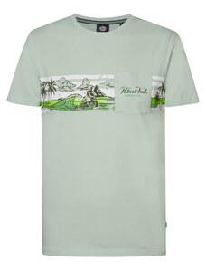 Petrol Industries T-Krekls 'Classic' zaļš / pasteļzaļš / melns / gandrīz balts