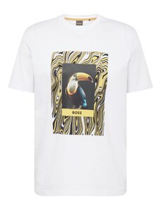 BOSS T-Krekls 'Tucan' dzeltens / degvielas krāsas / melns / balts