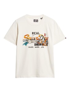 Superdry T-Krekls 'Tokyo' krēmkrāsas / ūdenszils / oranžs / melns