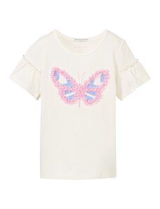TOM TAILOR T-Krekls debeszils / gaiši rozā / balts