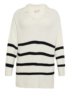 Fransa Curve "Oversize" stila džemperis 'ALLY' ziloņkaula krāsas / melns