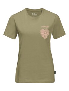 JACK WOLFSKIN T-Krekls 'DISCOVER HEART' olīvzaļš / rožkrāsas