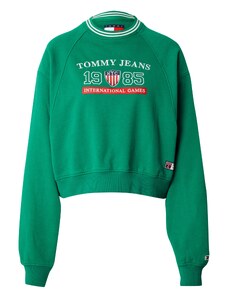 Tommy Jeans Sportisks džemperis zaļš / sarkans / balts