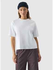 4F Sieviešu t-krekls oversize ar apdruku - balts