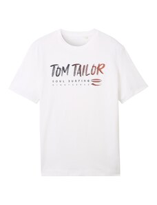 TOM TAILOR T-Krekls ugunssarkans / tumši sarkans / melns / balts