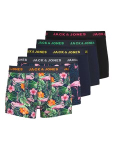JACK & JONES Bokseršorti 'Pink Flamingo' tumši zils / dzeltens / zaļš / rozā