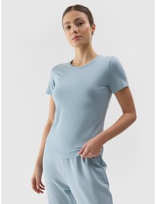 4F Sieviešu t-krekls slim gluds - gaiši zils
