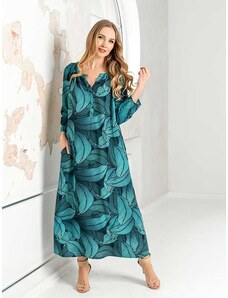 Lega gara viskozes kleita "Panchita Turquoise Floral Print"