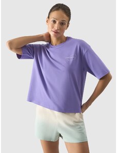 4F Sieviešu t-krekls oversize ar apdruku - violets