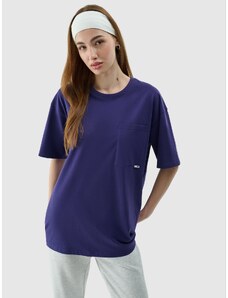 4F T-krekls oversize gluds unisex - tumši zils