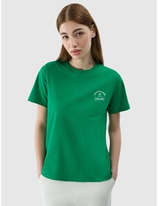 4F Sieviešu t-krekls regular ar apdruku - zaļš