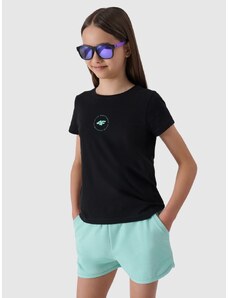 4F Meiteņu gluds t-krekls no organiskās kokvilnas - melns